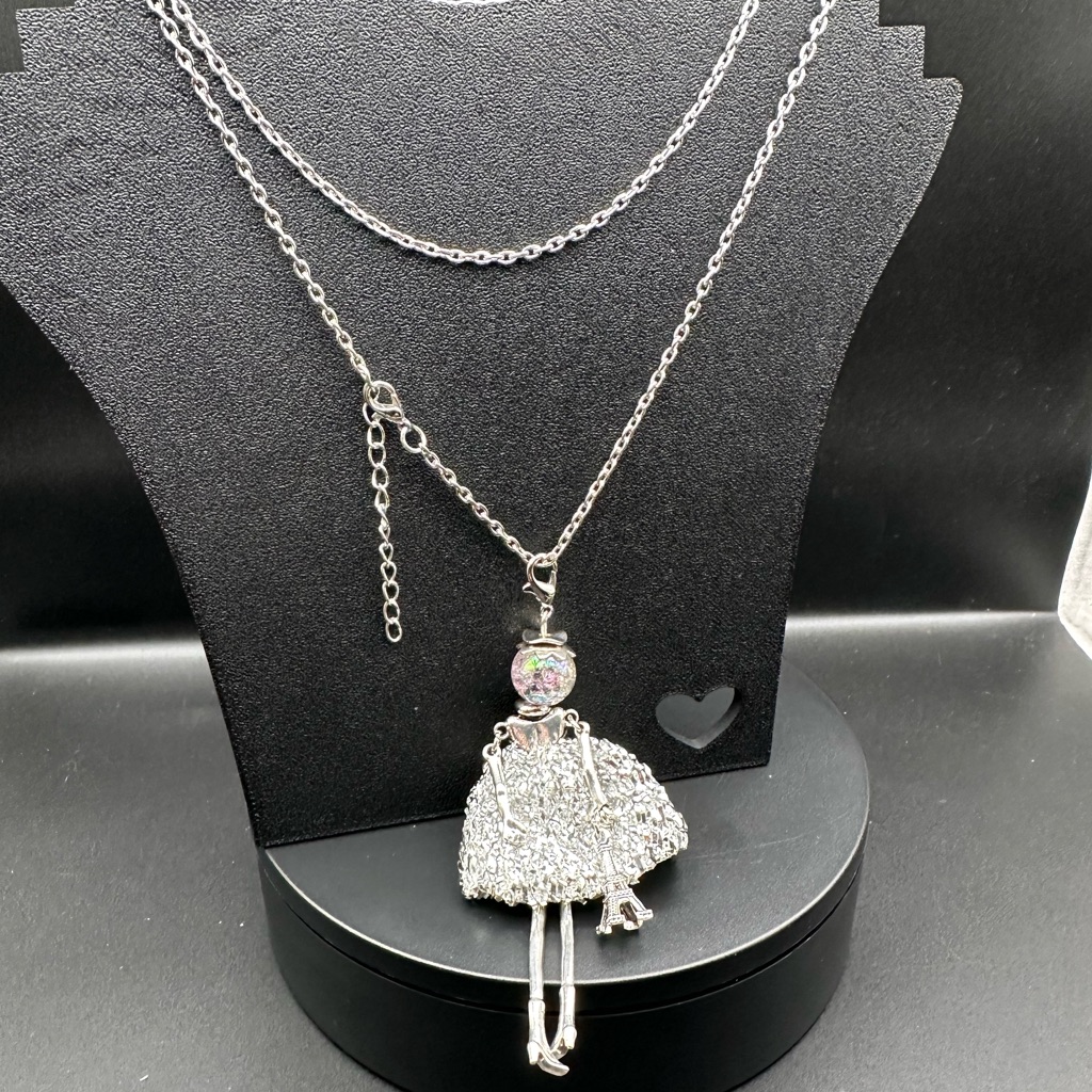 Nwt Silver Doll Pendant Necklace Or Use As Bag Charm